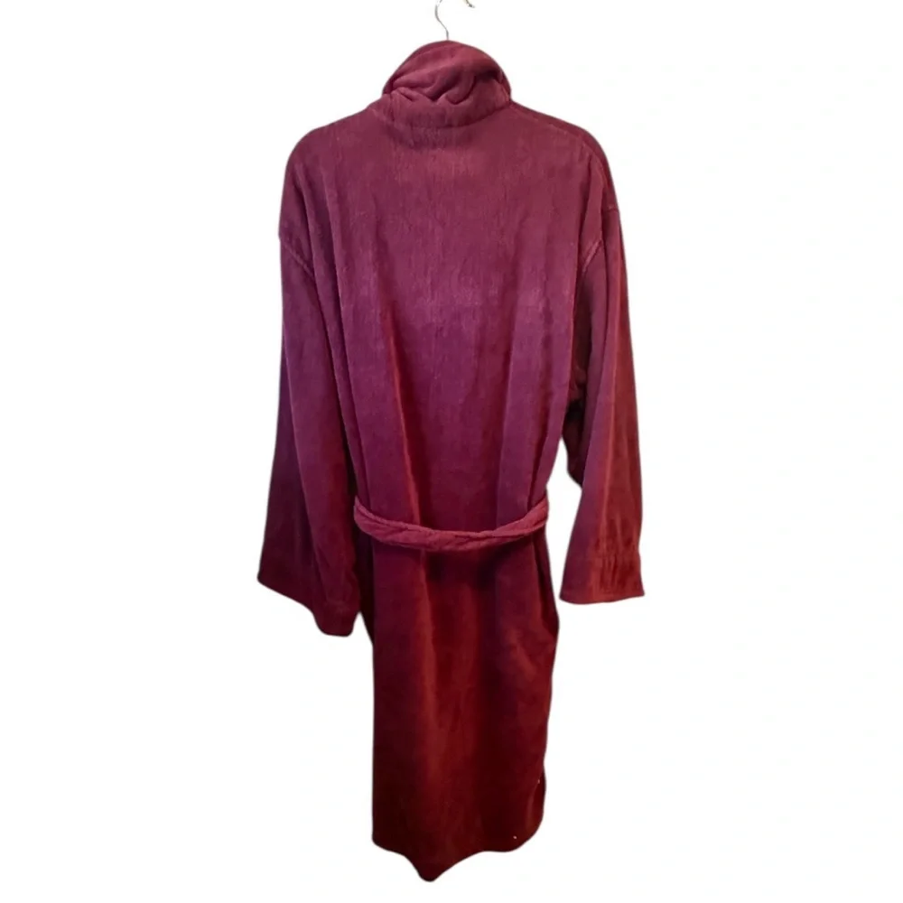 Merona Thick Terry Cloth Burgundy Bath Robe Unisex S/M Spa Dressing Kimono